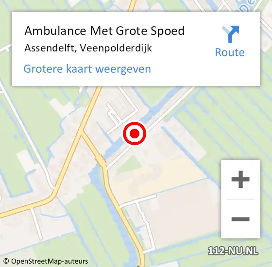Locatie op kaart van de 112 melding: Ambulance Met Grote Spoed Naar Assendelft, Veenpolderdijk op 7 augustus 2023 20:31