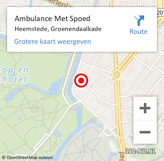 Locatie op kaart van de 112 melding: Ambulance Met Spoed Naar Heemstede, Groenendaalkade op 7 augustus 2023 20:43