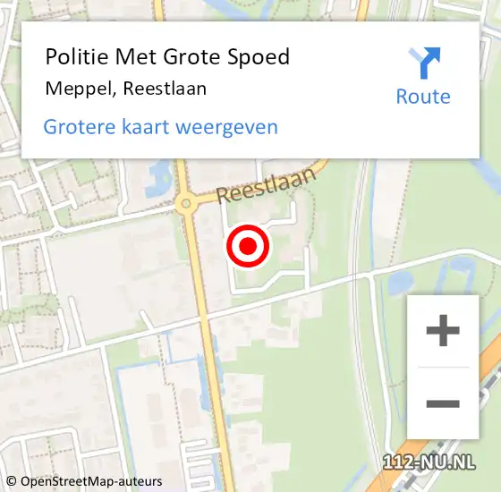 Locatie op kaart van de 112 melding: Politie Met Grote Spoed Naar Meppel, Reestlaan op 7 augustus 2023 21:23