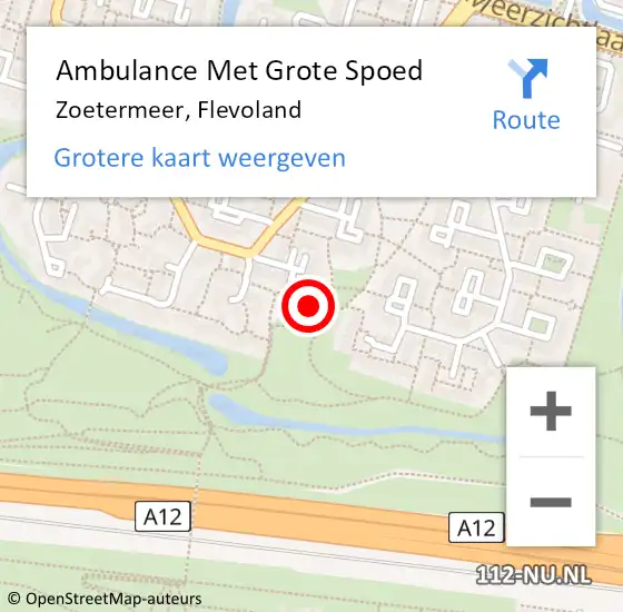 Locatie op kaart van de 112 melding: Ambulance Met Grote Spoed Naar Zoetermeer, Flevoland op 7 augustus 2023 22:15