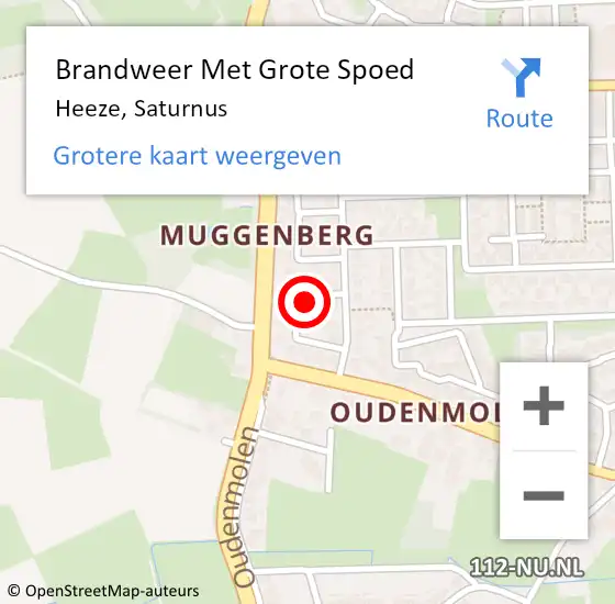 Locatie op kaart van de 112 melding: Brandweer Met Grote Spoed Naar Heeze, Saturnus op 7 augustus 2023 23:00