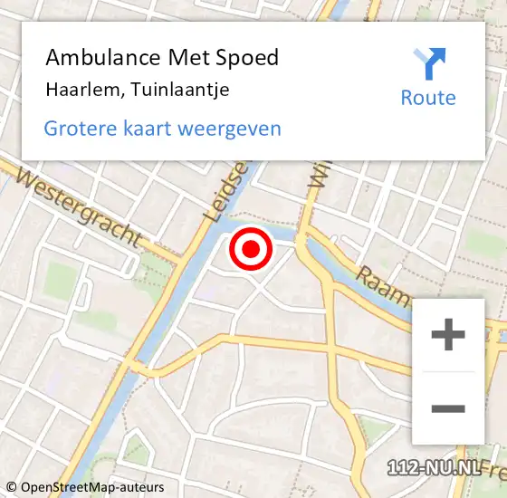 Locatie op kaart van de 112 melding: Ambulance Met Spoed Naar Haarlem, Tuinlaantje op 7 augustus 2023 23:11