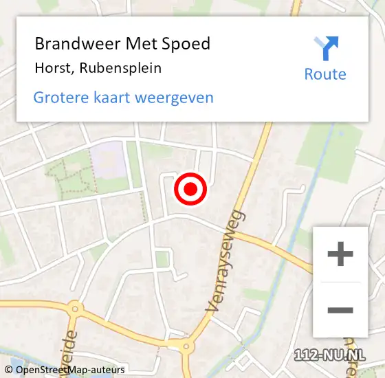 Locatie op kaart van de 112 melding: Brandweer Met Spoed Naar Horst, Rubensplein op 7 augustus 2023 23:19