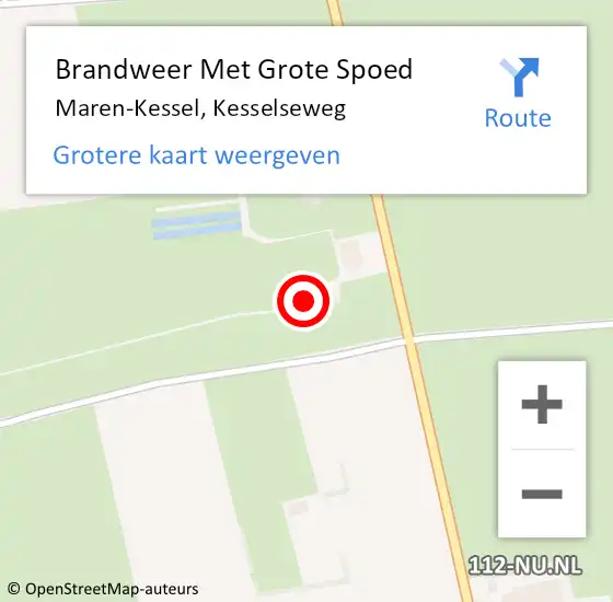 Locatie op kaart van de 112 melding: Brandweer Met Grote Spoed Naar Maren-Kessel, Kesselseweg op 7 augustus 2023 23:31