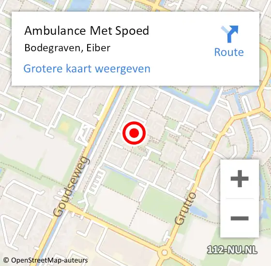 Locatie op kaart van de 112 melding: Ambulance Met Spoed Naar Bodegraven, Eiber op 8 augustus 2023 00:06