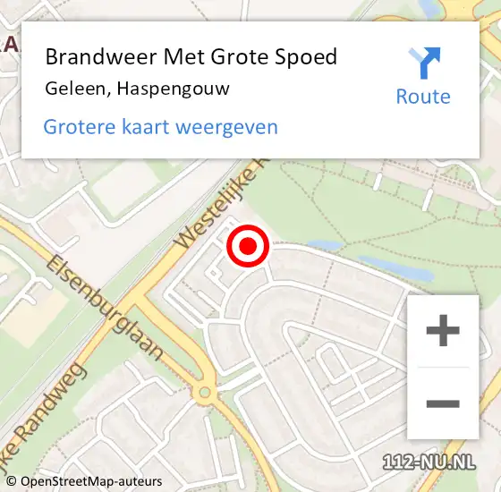 Locatie op kaart van de 112 melding: Brandweer Met Grote Spoed Naar Geleen, Haspengouw op 8 augustus 2023 00:48