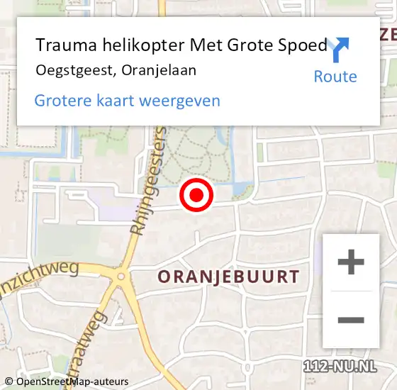 Locatie op kaart van de 112 melding: Trauma helikopter Met Grote Spoed Naar Oegstgeest, Oranjelaan op 8 augustus 2023 00:52