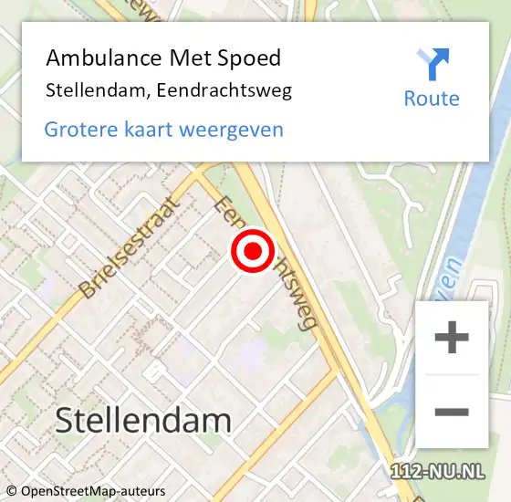 Locatie op kaart van de 112 melding: Ambulance Met Spoed Naar Stellendam, Eendrachtsweg op 8 augustus 2023 01:13