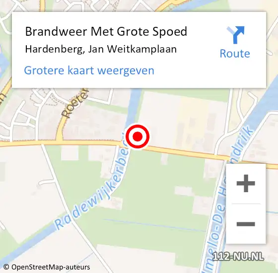 Locatie op kaart van de 112 melding: Brandweer Met Grote Spoed Naar Hardenberg, Jan Weitkamplaan op 8 augustus 2023 01:36