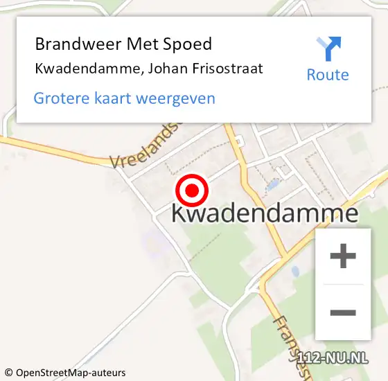 Locatie op kaart van de 112 melding: Brandweer Met Spoed Naar Kwadendamme, Johan Frisostraat op 13 oktober 2013 14:40