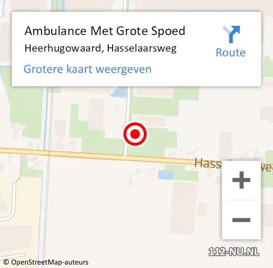 Locatie op kaart van de 112 melding: Ambulance Met Grote Spoed Naar Heerhugowaard, Hasselaarsweg op 8 augustus 2023 02:30