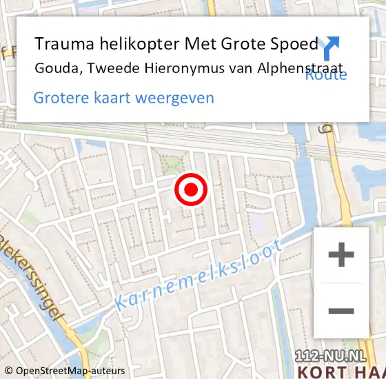 Locatie op kaart van de 112 melding: Trauma helikopter Met Grote Spoed Naar Gouda, Tweede Hieronymus van Alphenstraat op 8 augustus 2023 03:03