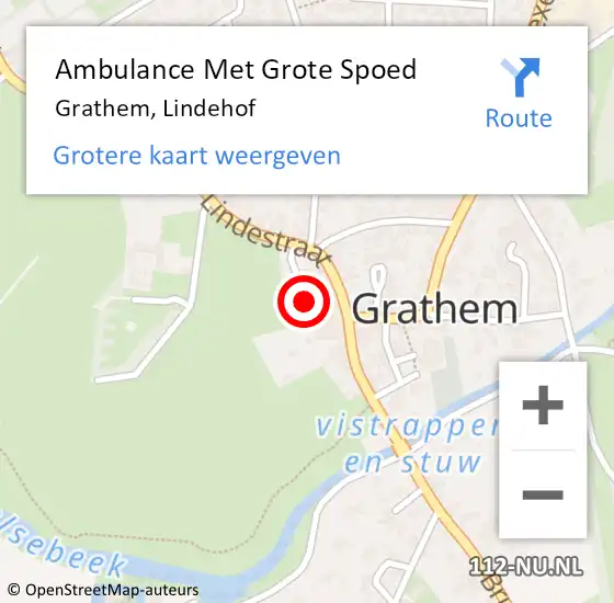 Locatie op kaart van de 112 melding: Ambulance Met Grote Spoed Naar Grathem, Lindehof op 8 augustus 2023 06:17
