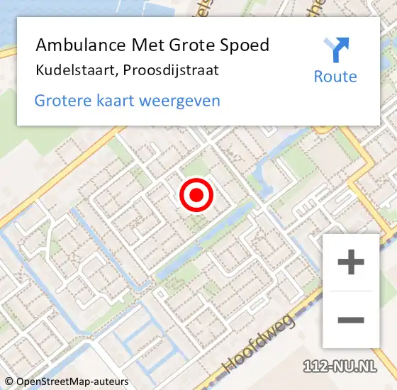 Locatie op kaart van de 112 melding: Ambulance Met Grote Spoed Naar Kudelstaart, Proosdijstraat op 8 augustus 2023 06:29