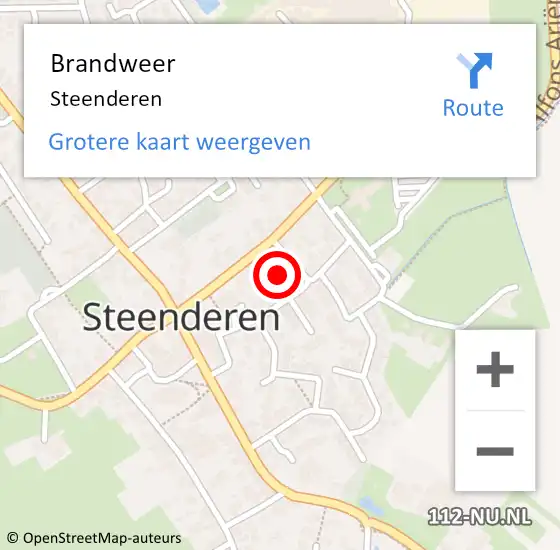 Locatie op kaart van de 112 melding: Brandweer Steenderen op 8 augustus 2023 06:46