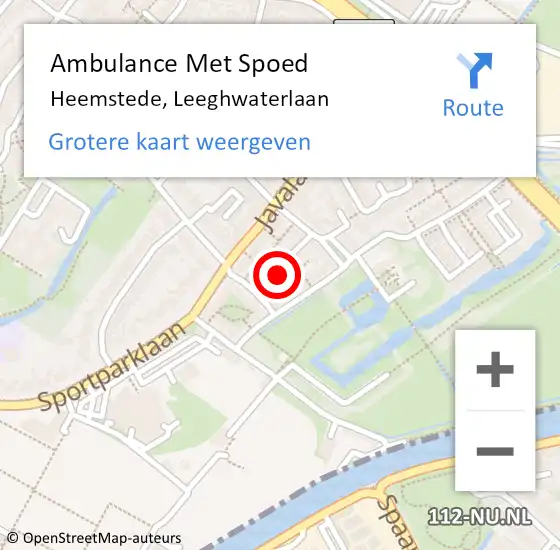 Locatie op kaart van de 112 melding: Ambulance Met Spoed Naar Heemstede, Leeghwaterlaan op 8 augustus 2023 07:18