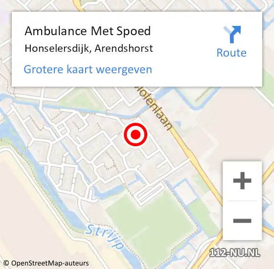 Locatie op kaart van de 112 melding: Ambulance Met Spoed Naar Honselersdijk, Arendshorst op 8 augustus 2023 08:06