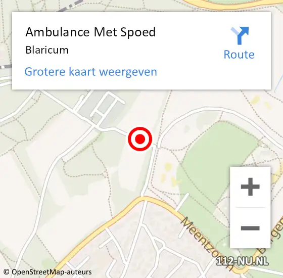 Locatie op kaart van de 112 melding: Ambulance Met Spoed Naar Blaricum op 8 augustus 2023 08:11