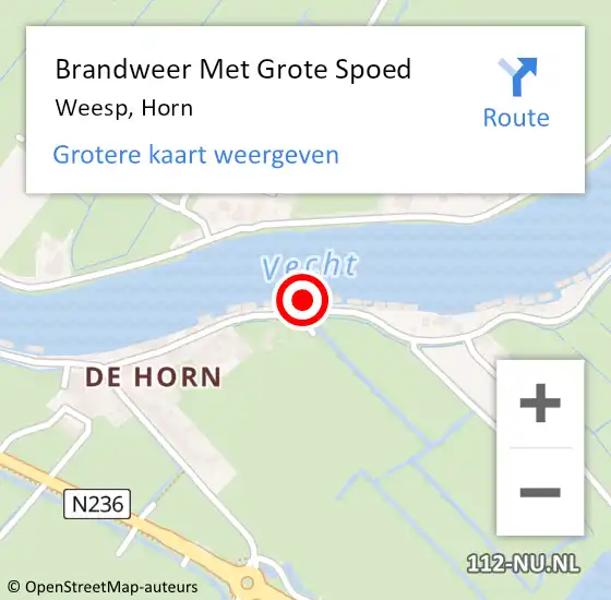 Locatie op kaart van de 112 melding: Brandweer Met Grote Spoed Naar Weesp, Horn op 8 augustus 2023 08:22