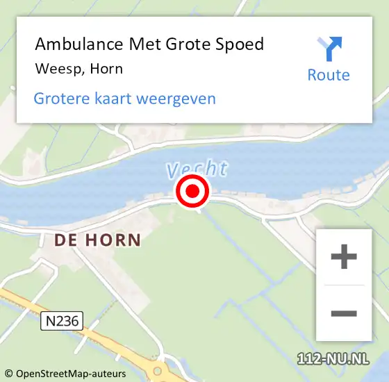 Locatie op kaart van de 112 melding: Ambulance Met Grote Spoed Naar Weesp, Horn op 8 augustus 2023 08:24