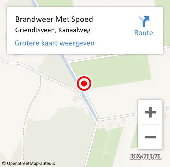 Locatie op kaart van de 112 melding: Brandweer Met Spoed Naar Griendtsveen, Kanaalweg op 8 augustus 2023 09:57