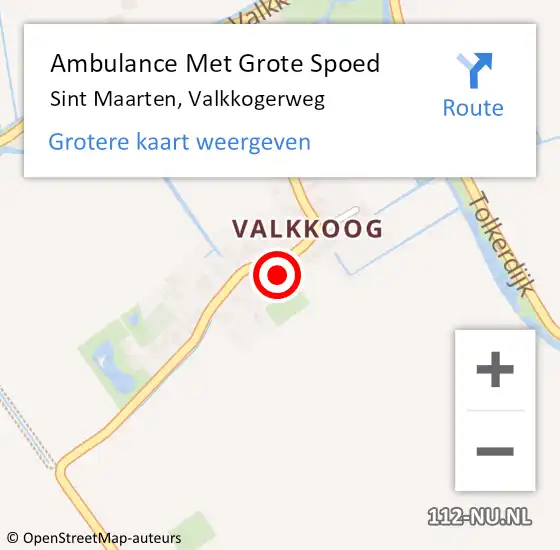 Locatie op kaart van de 112 melding: Ambulance Met Grote Spoed Naar Sint Maarten, Valkkogerweg op 8 augustus 2023 10:35