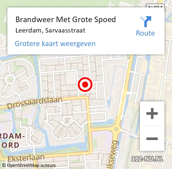 Locatie op kaart van de 112 melding: Brandweer Met Grote Spoed Naar Leerdam, Sarvaasstraat op 8 augustus 2023 10:53