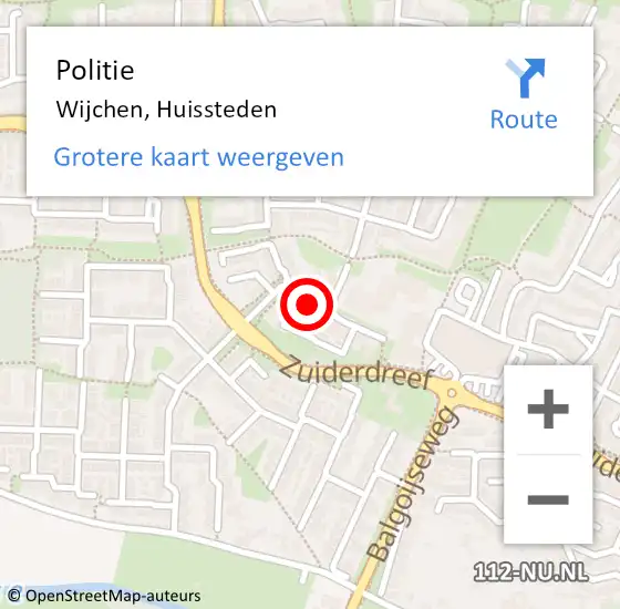 Locatie op kaart van de 112 melding: Politie Wijchen, Huissteden op 8 augustus 2023 10:55