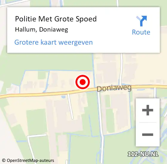 Locatie op kaart van de 112 melding: Politie Met Grote Spoed Naar Hallum, Doniaweg op 8 augustus 2023 11:12