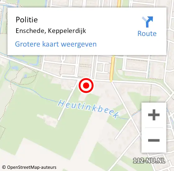 Locatie op kaart van de 112 melding: Politie Enschede, Keppelerdijk op 8 augustus 2023 11:15