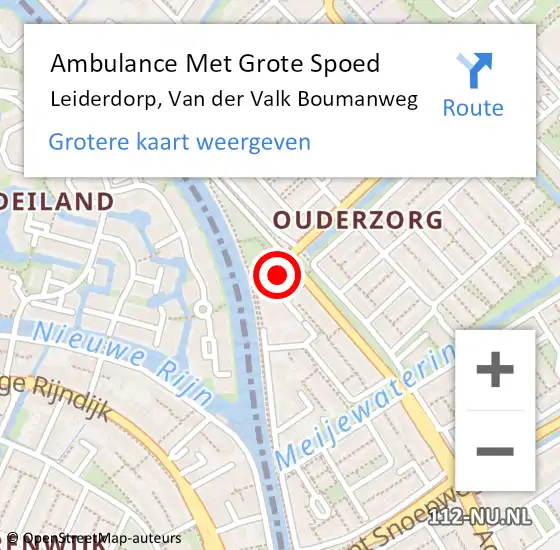 Locatie op kaart van de 112 melding: Ambulance Met Grote Spoed Naar Leiderdorp, Van der Valk Boumanweg op 8 augustus 2023 11:28