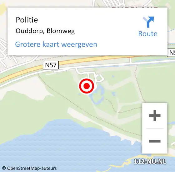 Locatie op kaart van de 112 melding: Politie Ouddorp, Blomweg op 8 augustus 2023 11:52