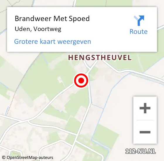 Locatie op kaart van de 112 melding: Brandweer Met Spoed Naar Uden, Voortweg op 8 augustus 2023 12:09