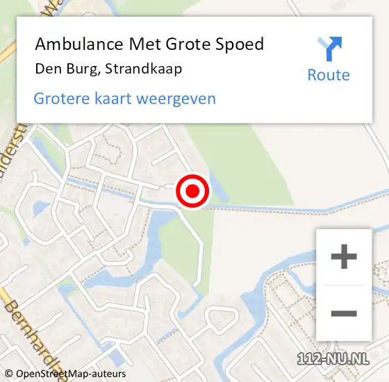 Locatie op kaart van de 112 melding: Ambulance Met Grote Spoed Naar Den Burg, Strandkaap op 8 augustus 2023 12:15