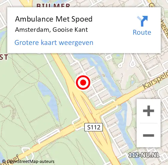 Locatie op kaart van de 112 melding: Ambulance Met Spoed Naar Amsterdam, Gooise Kant op 8 augustus 2023 12:28