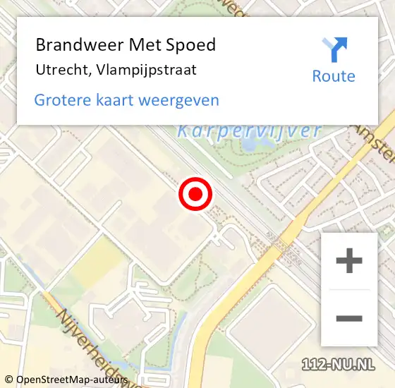 Locatie op kaart van de 112 melding: Brandweer Met Spoed Naar Utrecht, Vlampijpstraat op 8 augustus 2023 12:35