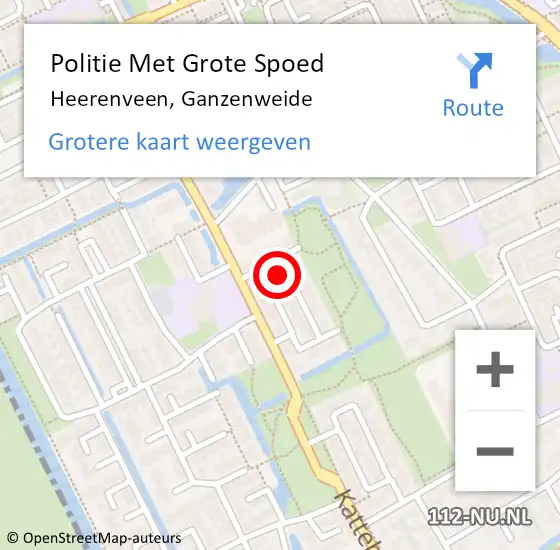 Locatie op kaart van de 112 melding: Politie Met Grote Spoed Naar Heerenveen, Ganzenweide op 8 augustus 2023 12:41