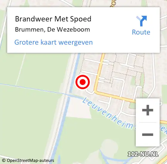 Locatie op kaart van de 112 melding: Brandweer Met Spoed Naar Brummen, De Wezeboom op 8 augustus 2023 12:55