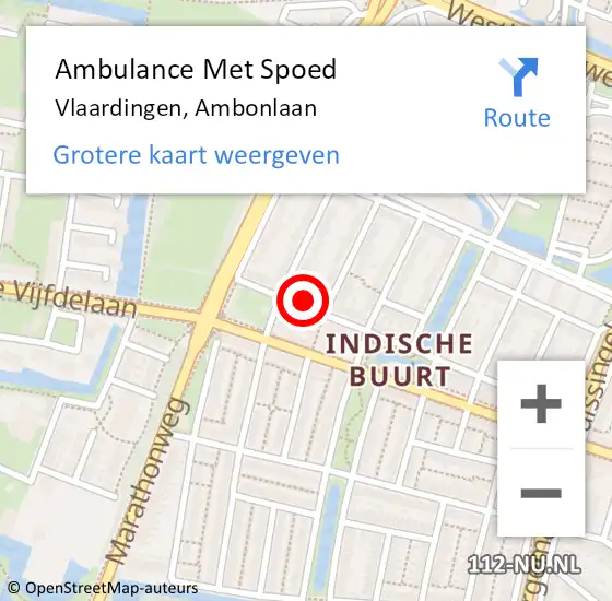 Locatie op kaart van de 112 melding: Ambulance Met Spoed Naar Vlaardingen, Ambonlaan op 8 augustus 2023 12:58