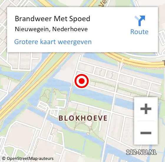 Locatie op kaart van de 112 melding: Brandweer Met Spoed Naar Nieuwegein, Nederhoeve op 8 augustus 2023 13:05