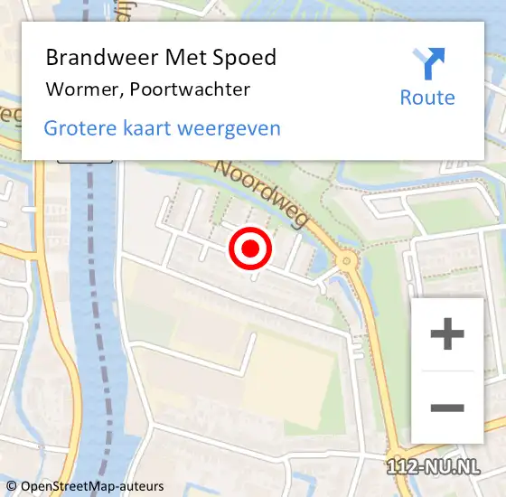 Locatie op kaart van de 112 melding: Brandweer Met Spoed Naar Wormer, Poortwachter op 8 augustus 2023 13:16