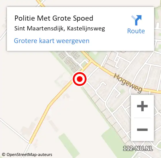 Locatie op kaart van de 112 melding: Politie Met Grote Spoed Naar Sint Maartensdijk, Kastelijnsweg op 8 augustus 2023 13:19