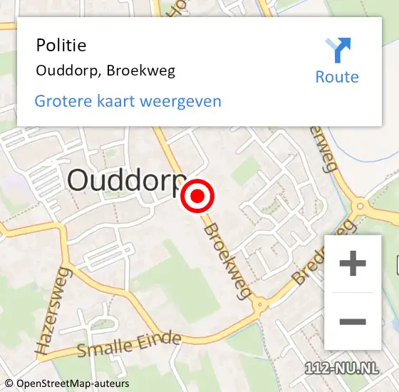 Locatie op kaart van de 112 melding: Politie Ouddorp, Broekweg op 8 augustus 2023 14:23