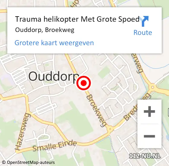 Locatie op kaart van de 112 melding: Trauma helikopter Met Grote Spoed Naar Ouddorp, Broekweg op 8 augustus 2023 14:27