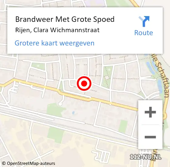 Locatie op kaart van de 112 melding: Brandweer Met Grote Spoed Naar Rijen, Clara Wichmannstraat op 8 augustus 2023 14:46