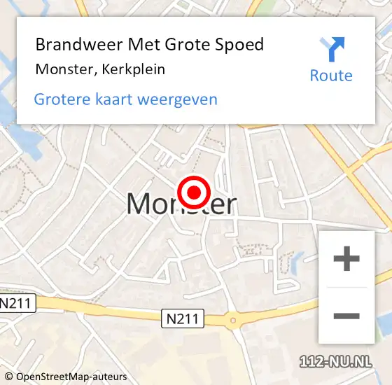 Locatie op kaart van de 112 melding: Brandweer Met Grote Spoed Naar Monster, Kerkplein op 8 augustus 2023 14:47