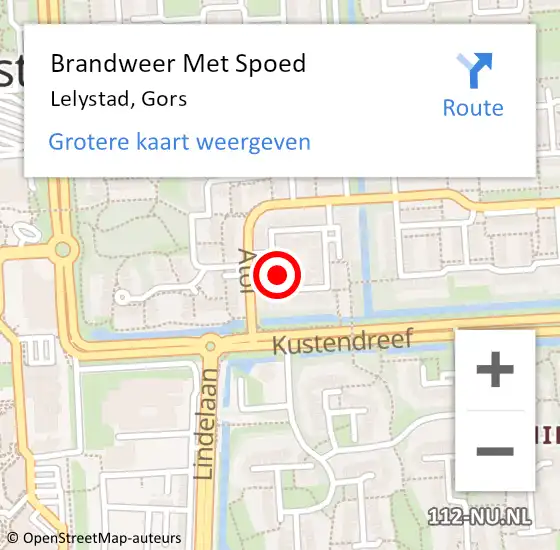 Locatie op kaart van de 112 melding: Brandweer Met Spoed Naar Lelystad, Gors op 8 augustus 2023 15:17