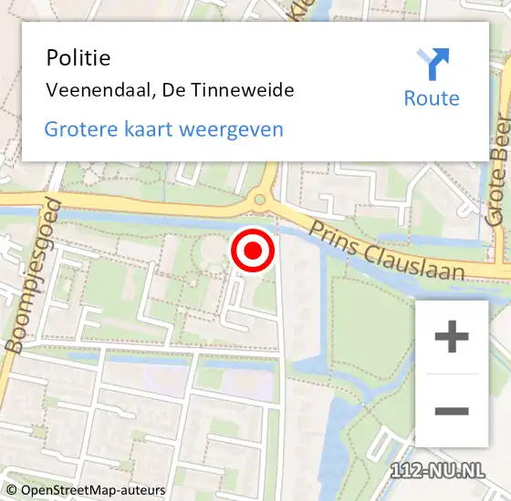 Locatie op kaart van de 112 melding: Politie Veenendaal, De Tinneweide op 8 augustus 2023 16:10