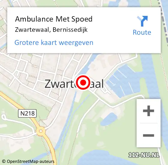 Locatie op kaart van de 112 melding: Ambulance Met Spoed Naar Zwartewaal, Bernissedijk op 8 augustus 2023 16:14