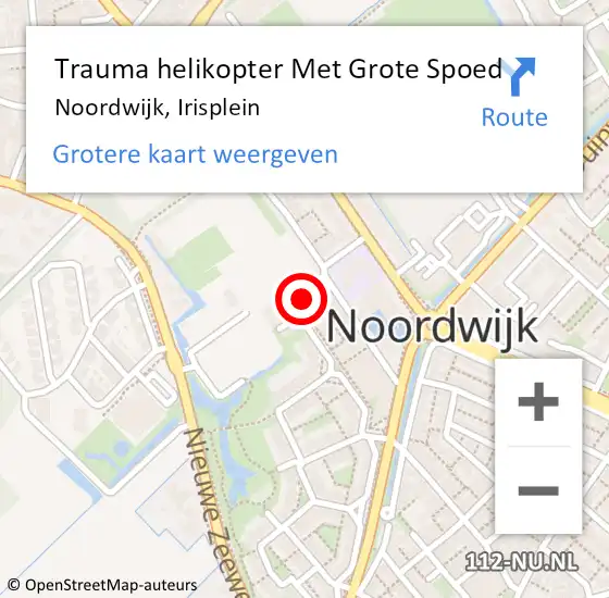 Locatie op kaart van de 112 melding: Trauma helikopter Met Grote Spoed Naar Noordwijk, Irisplein op 8 augustus 2023 16:18